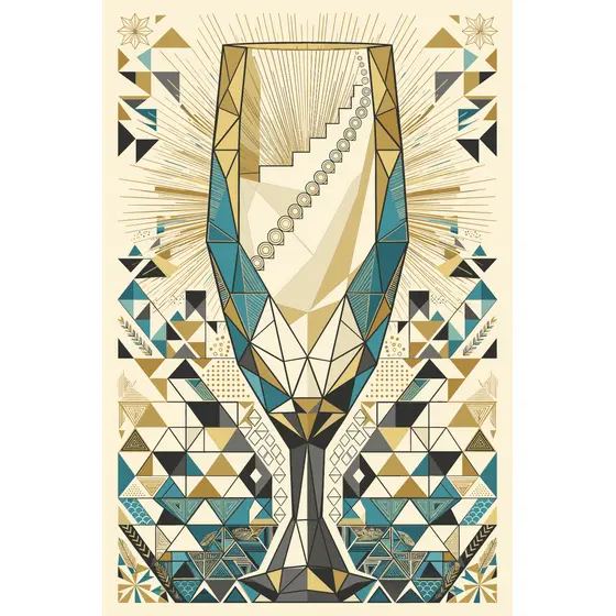 Faceted Champagne Glass With Stepped Bubbles