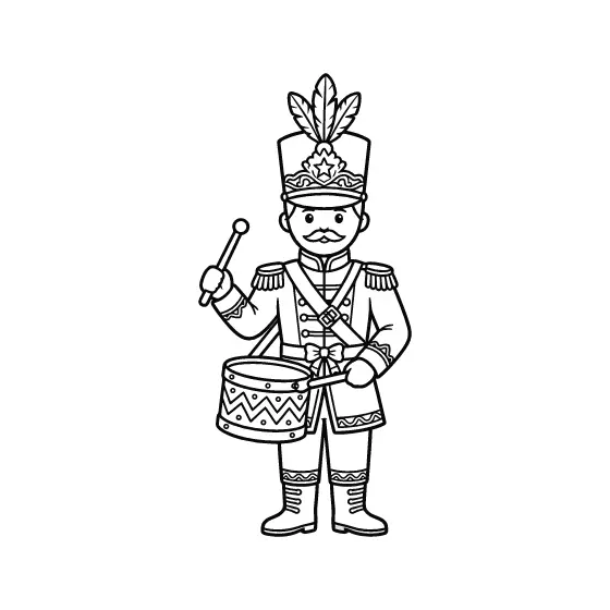 Mustached Drummer Soldier With Feather Plume