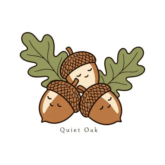 Three Sleepy Acorns With Oak Leaves