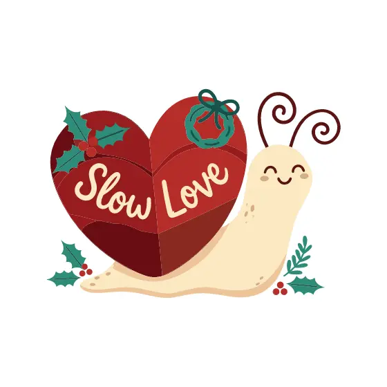 Snail With Heart Shell and Holly