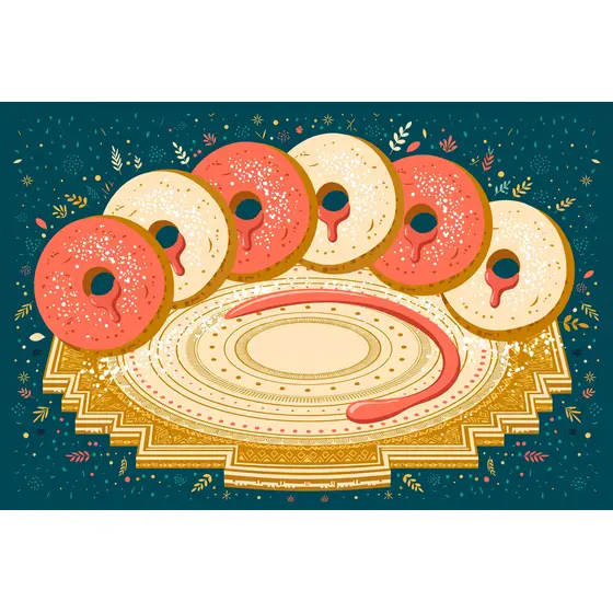Coral and Cream Doughnut Fan on Plate
