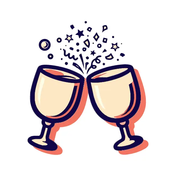 Clinking Wine Glasses With Confetti Burst