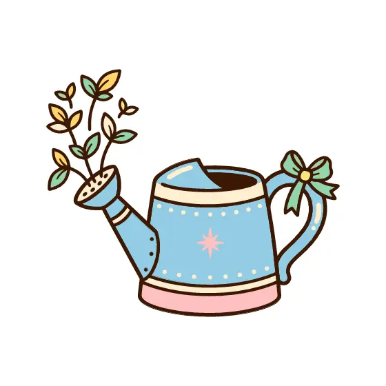 Sky Blue Watering Can With Green Bow