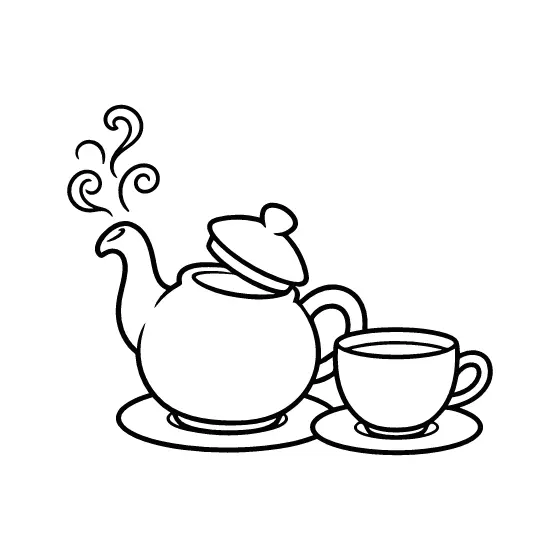 Teapot With Steam and Cup