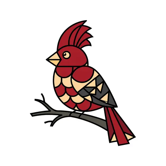 Cream and Charcoal Cardinal with Scalloped Wing
