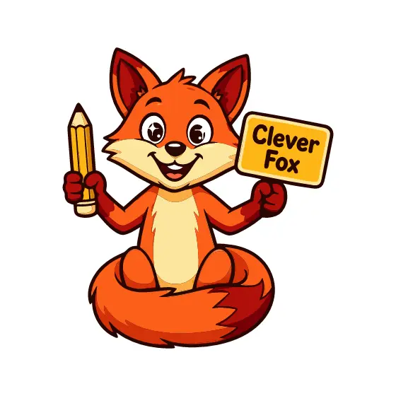 Clever Fox Holding Pencil and Sign