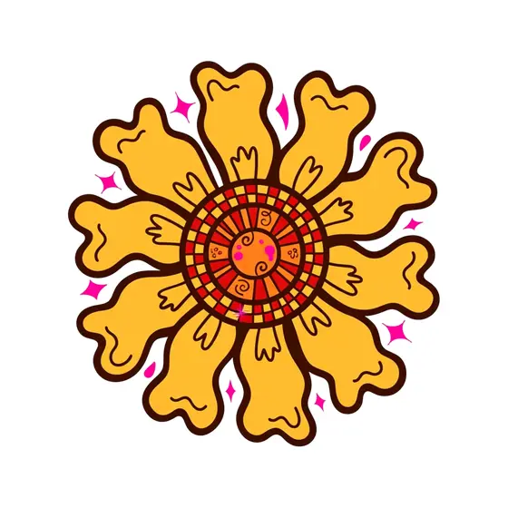 Mustard Groovy Daisy With Checkerboard Center