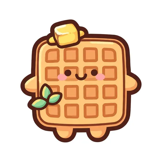Square Waffle Character With Butter Pat