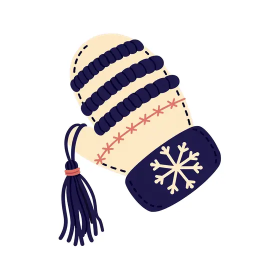 Cream Mitten With Navy Stripes and Tassel