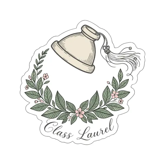 Cream Mortarboard Tassel With Laurel Wreath