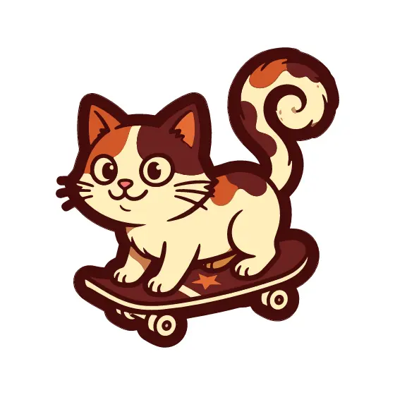 Calico Cat on Skateboard With Star