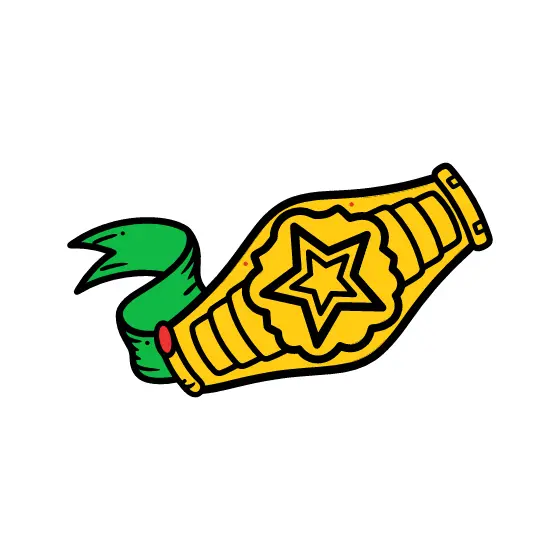 Gold Championship Belt With Green Ribbon