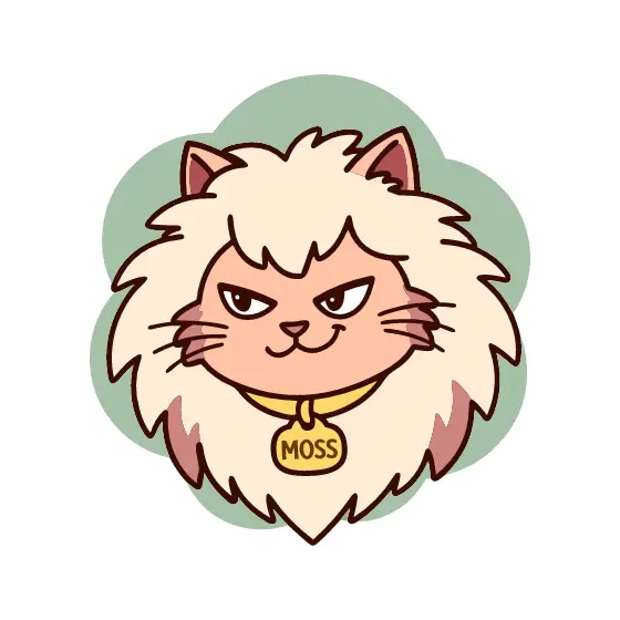 Squinting Cat Face With Sage Backdrop