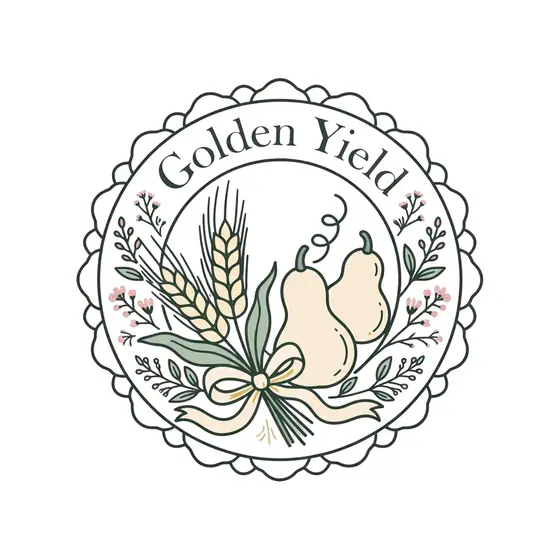 Golden Yield Badge With Wheat and Gourds