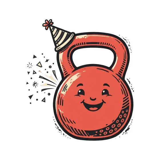 Coral Red Kettlebell With Striped Hat