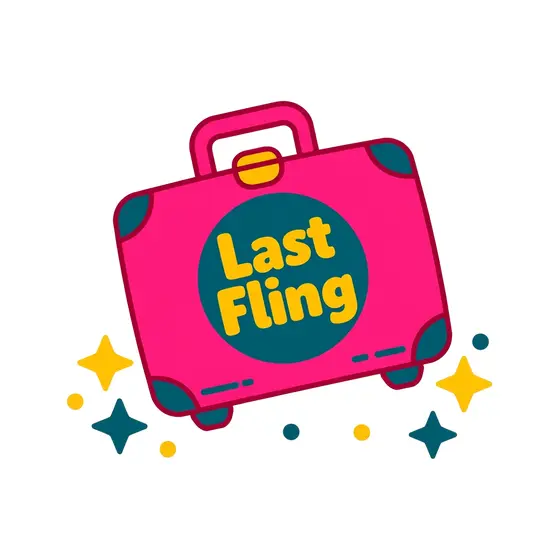 Pink Suitcase With Yellow Last Fling Label