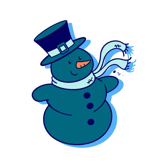 Teal Snowman in Tilted Top Hat