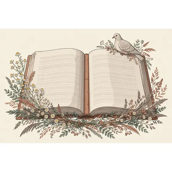 Open Hymnal with Chamomile and Dove