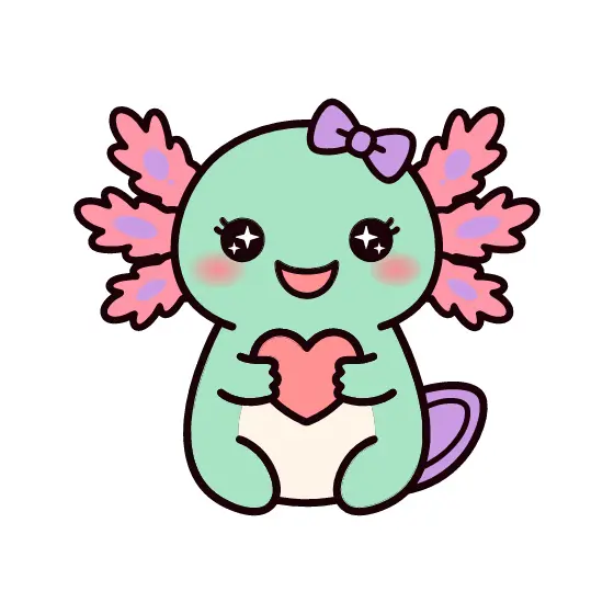 Mint Axolotl With Lavender Bow