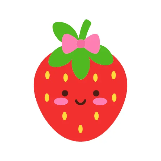 Happy Kawaii Strawberry with Pink Bow