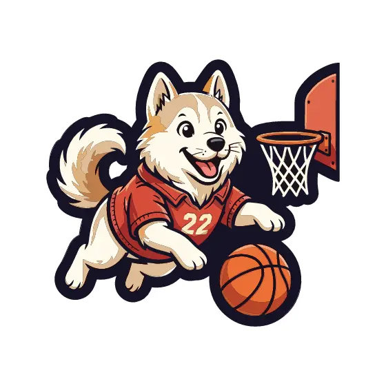 Husky Dunking Basketball Sticker With Hoop