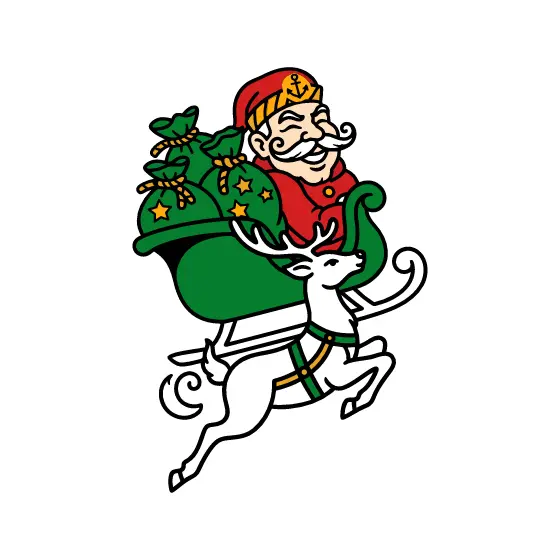 Santa Sleigh With Single Leaping Reindeer