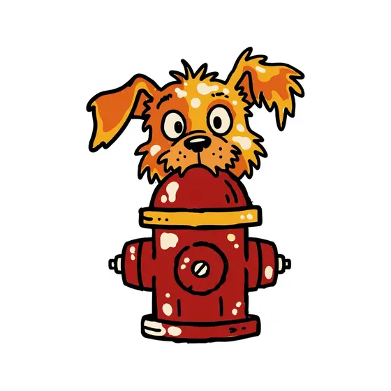 Scruffy Orange Dog Peeking Over Hydrant