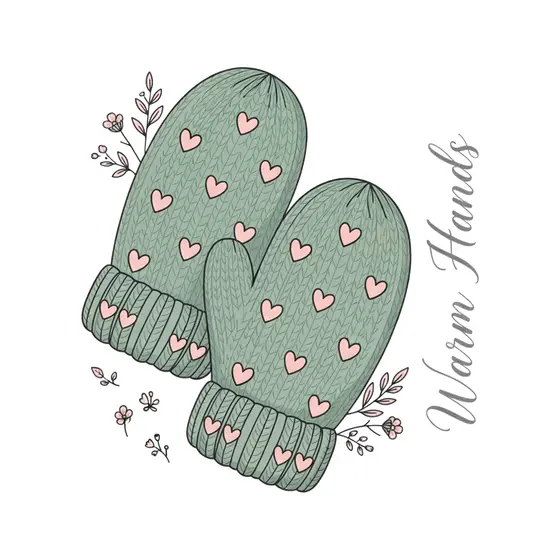 Angled Mittens With Script Side Text
