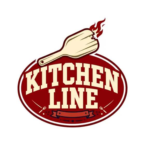 Kitchen Line Oval Badge With Flaming Paddle
