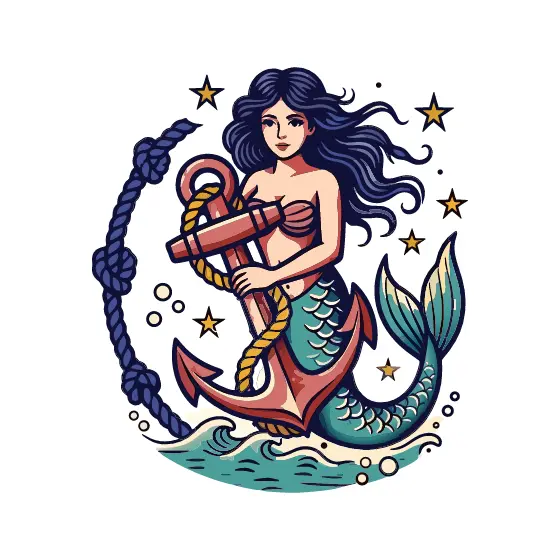 Traditional Mermaid Gripping Anchor