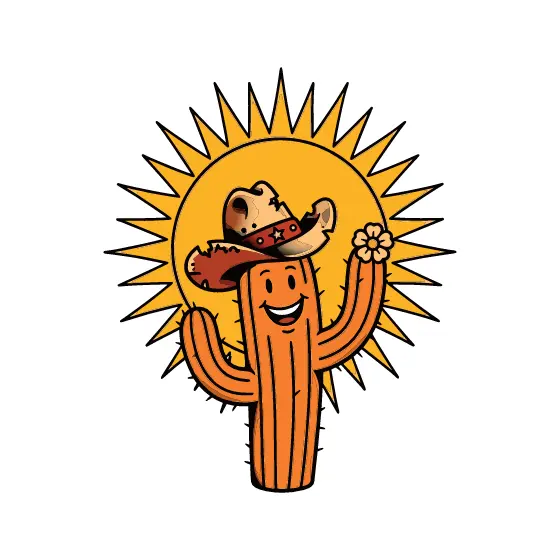Cheerful Cactus Wearing Cowboy Hat