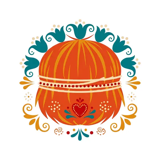 Cream-Banded Hay Bale With Hearts