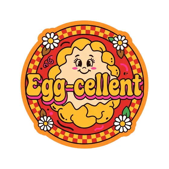 Egg-cellent Smiling Egg Checkered Badge