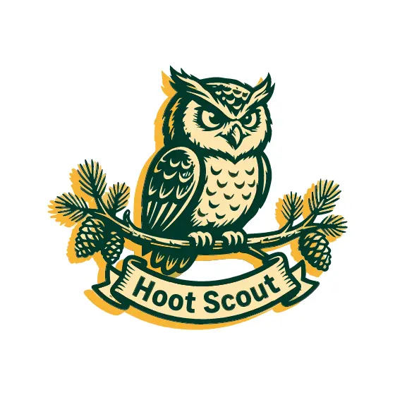Owl On Pine Branch With Banner