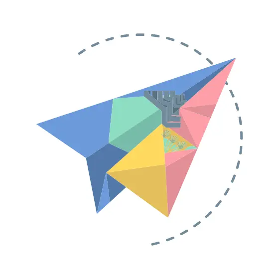 Pastel Geometric Paper Airplane With Flight Arc