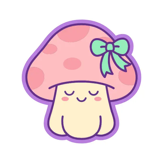 Kawaii Mushroom With Bow Sticker