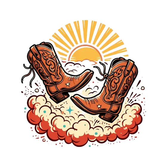 Tooled Cowboy Boots Kicked Up Sunburst