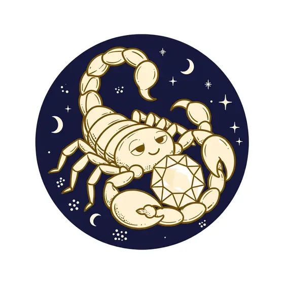 Sleepy Scorpion Clutching Faceted Crystal