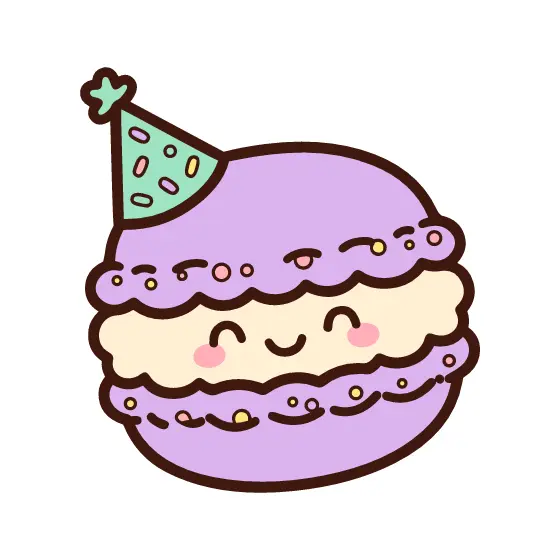 Lavender Macaron Character with Party Hat