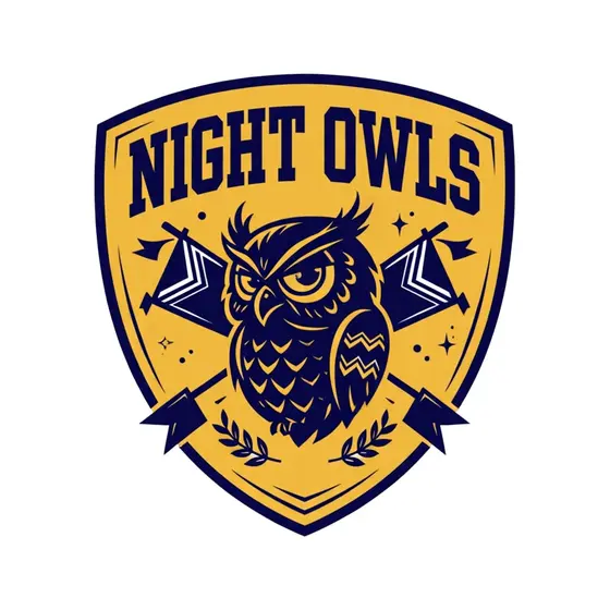 Navy Owl Gold Shield With Pennants