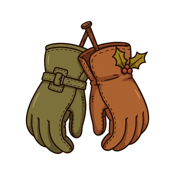 Olive and Brown Gloves With Buckle