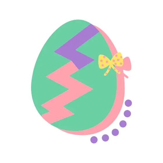 Green Egg With Purple Zigzag and Polka Dot Bow