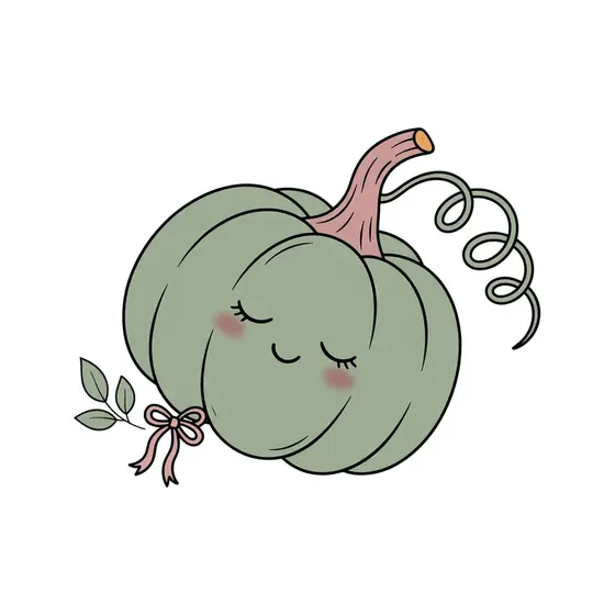 Sleepy Sage Pumpkin With Rose Ribbon