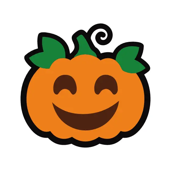 Smiling Pumpkin With Leafy Stem