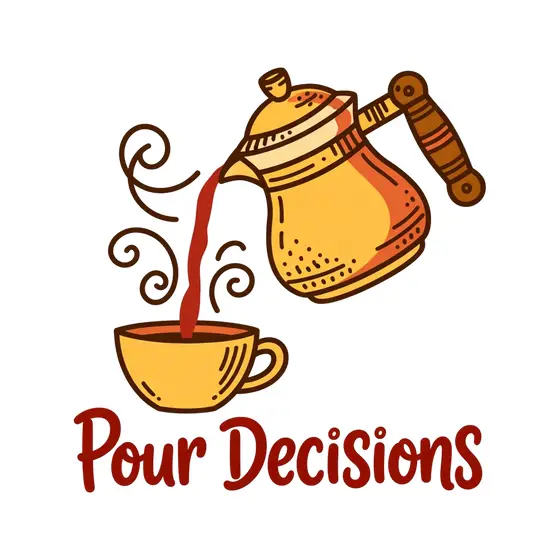 Coffee Pot Pouring Into Cup With Script