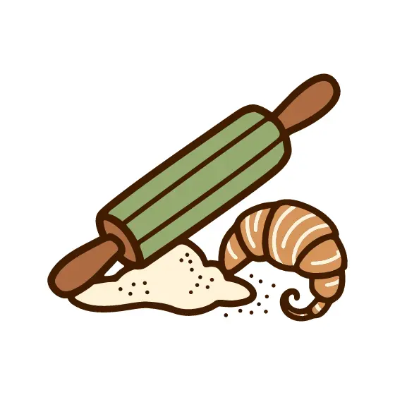 Green Rolling Pin with Croissant