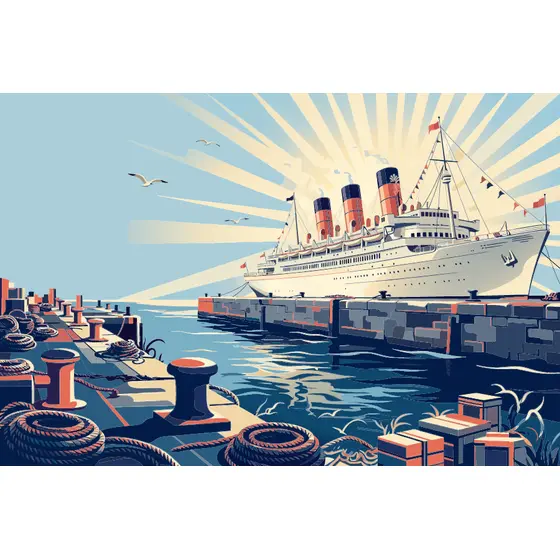 Vintage Ocean Liner at Harbor Quay