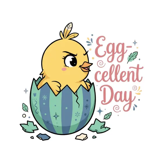 Striped Green Chick Hatching With Attitude