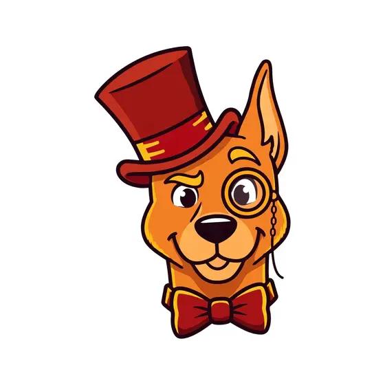 Dapper Doberman With Monocle and Top Hat