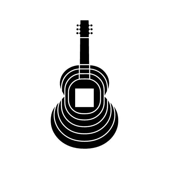 Concentric Arc Acoustic Guitar Silhouette